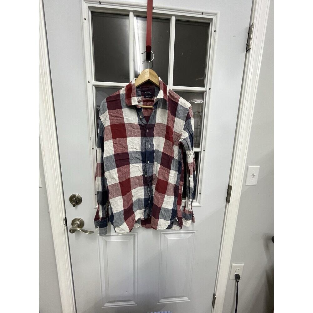 Suitsupply Red and Blue Plaid Dress Shirt